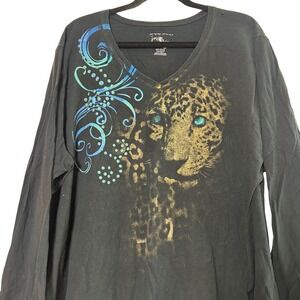 vtg y2k cheetah‎ leopard print graphic tee 4x